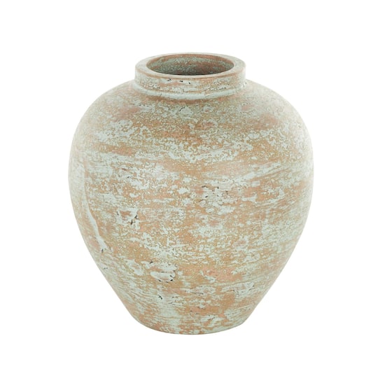 Brown Ceramic Antique Style Textured Patina Vase